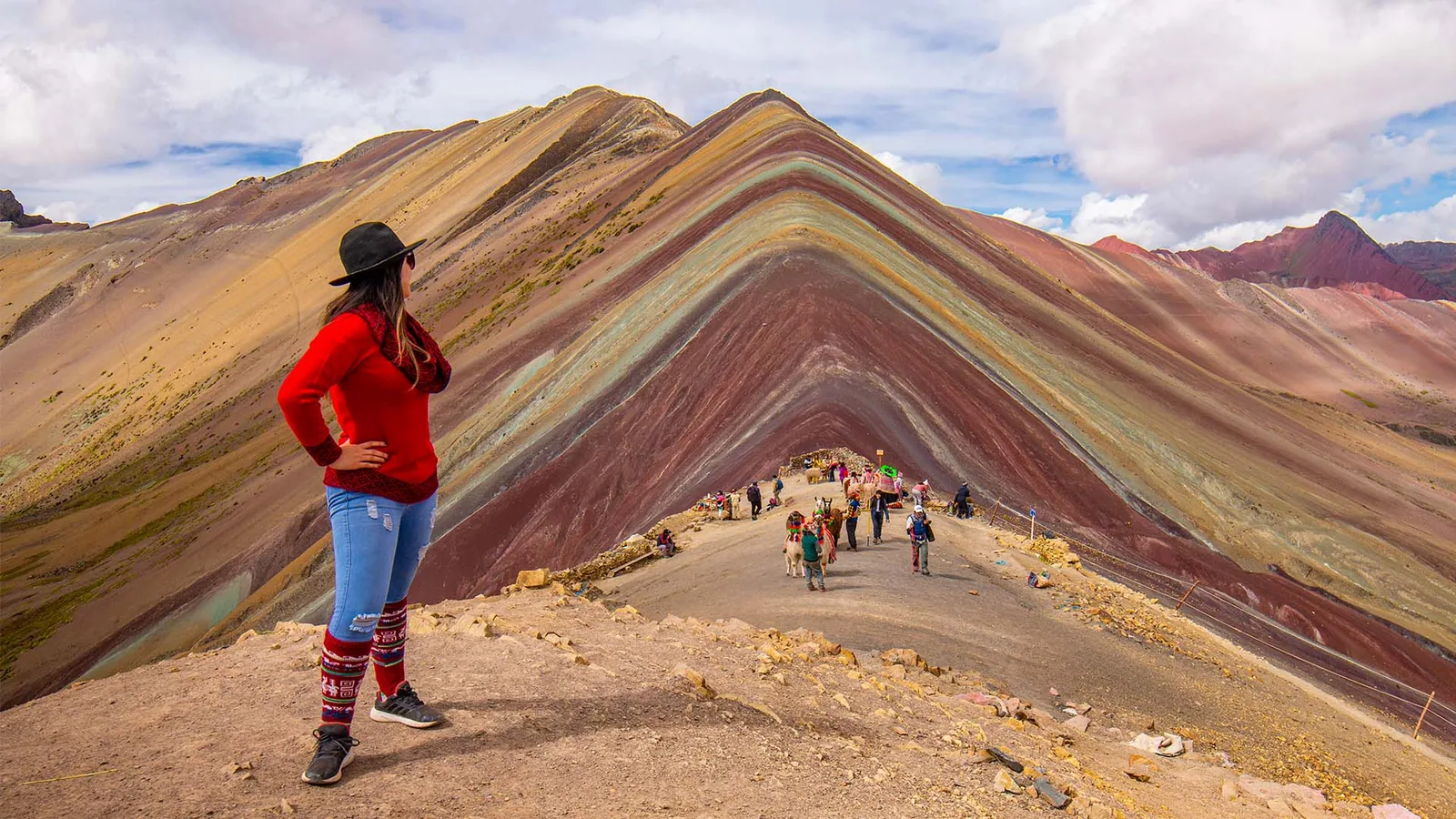 Traveler at Vinicunca Rainbow Mountain, Cusco